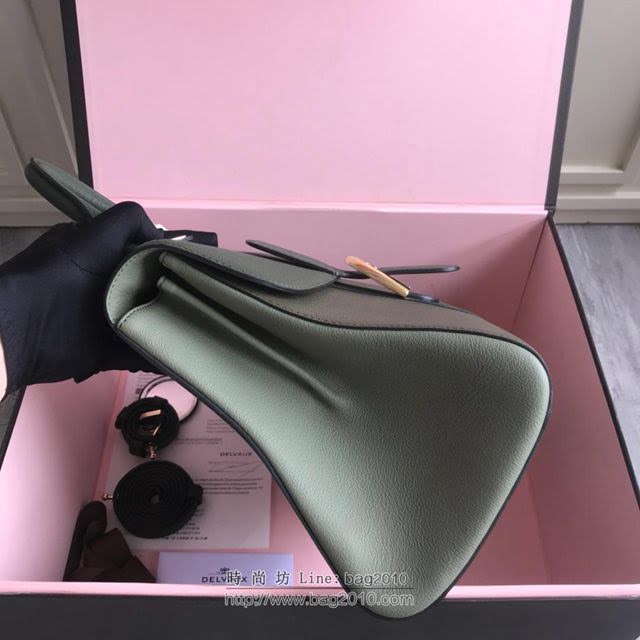 DELVAUX女包 德爾沃Brillant系列 原粒Togo皮革 德爾沃女手提包 DV0028三拼綠 中號 Delvaux單肩包  fcs1176